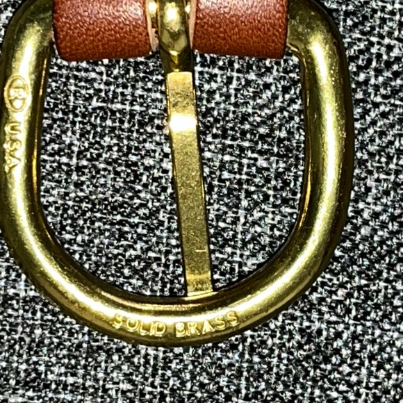 Barron’s Hunter Blue & Orange Grosgrain Leather Tab Belt Solid Brass buckel-  42 - Picture 6 of 8